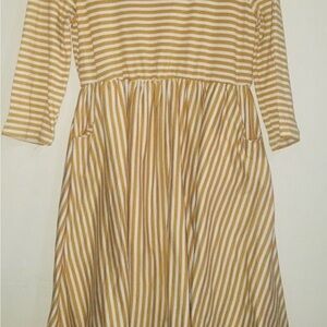 Striped Tan and White Kids Dress